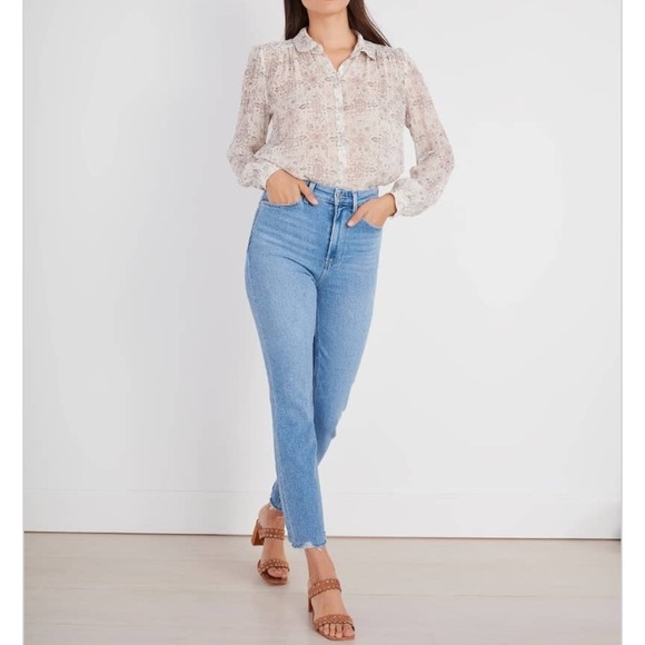 Paige High Rise Cindy Jeans Lovesong Distressed Tuned Hem Sz 26 - Picture 2 of 13